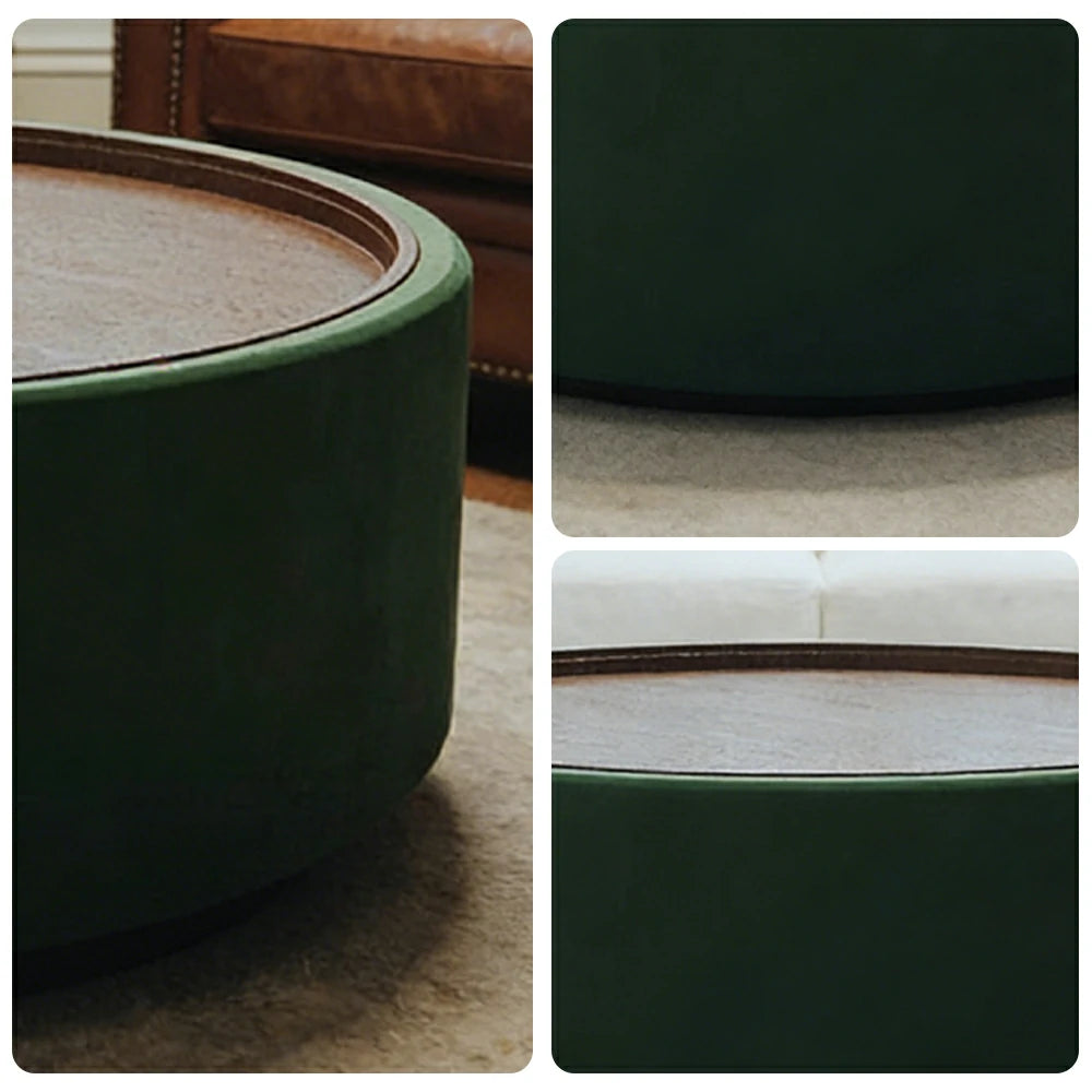 LIVARA Round Storage Coffee Table Hidden Storage Smooth Curved Design Modern Minimal Style - Green
