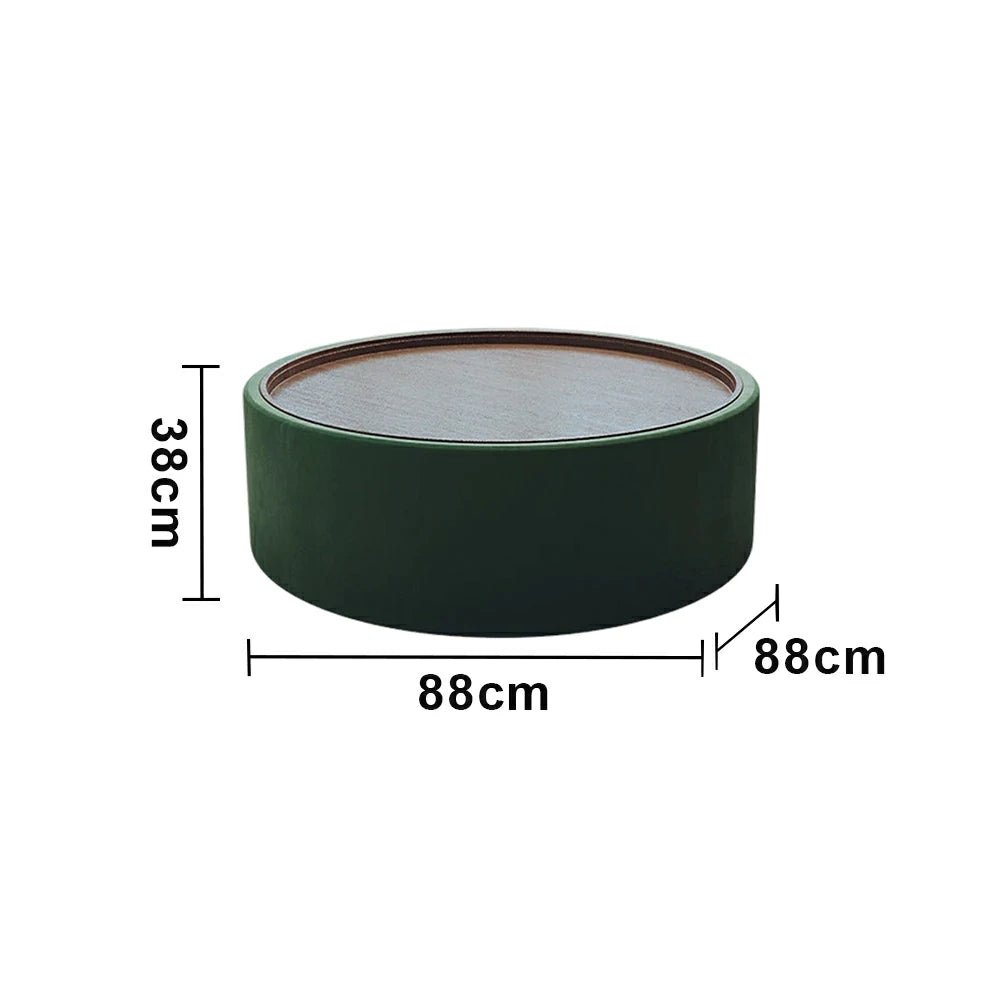 LIVARA Round Storage Coffee Table Hidden Storage Smooth Curved Design Modern Minimal Style - Green