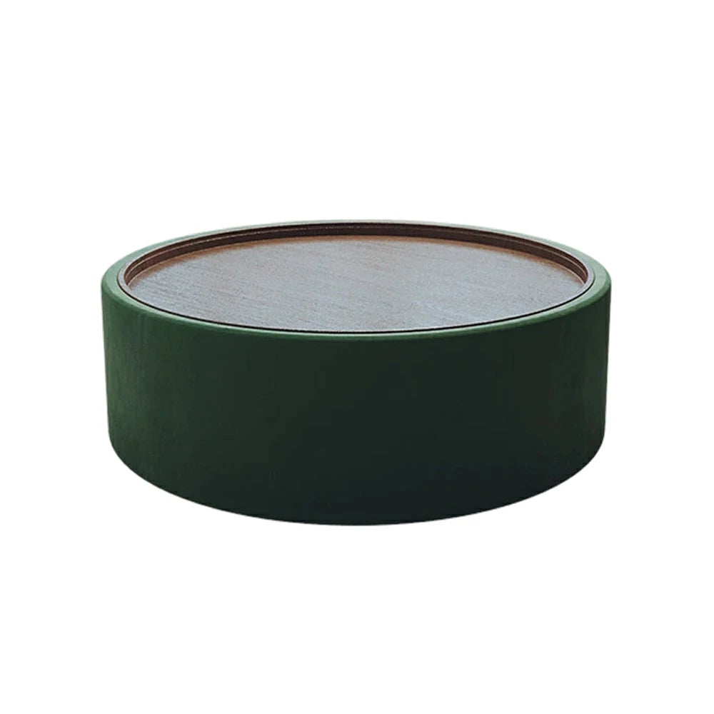 LIVARA Round Storage Coffee Table Hidden Storage Smooth Curved Design Modern Minimal Style - Green