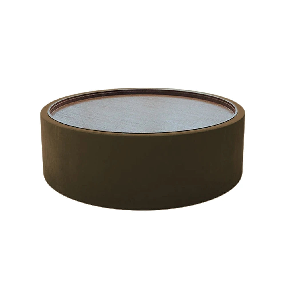 LIVARA Round Storage Coffee Table Hidden Storage Smooth Curved Design Modern Minimal Style - Brown