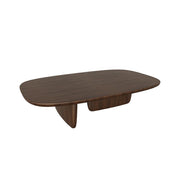 LIVARA Solid Wood Coffee Table - Sculptural Low Profile Design, Smooth Rounded Edges, Stable Wide Base, Modern Minimal Style - Walnut