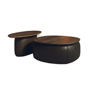 LIVARA Modular Coffee Table Set - Sculptural Rounded Design, Low Profile Stability, Premium Upholstered Base, Modern Minimal Style - Black Nappa Leather