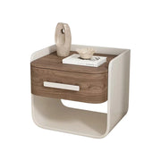 LIVARA Bedside Table - Large Drawer Storage, High-Gloss Piano Finish, Wood-Grain Veneer, Quiet Sliding Rails - White
