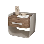 LIVARA Bedside Table - Large Drawer Storage, High-Gloss Piano Finish, Wood-Grain Veneer, Quiet Sliding Rails - Grey
