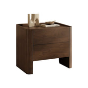 LIVARA Bedside Cabinet Soft-Close Drawer Natural Wood Veneer Hidden Handle Minimalist Design - Walnut