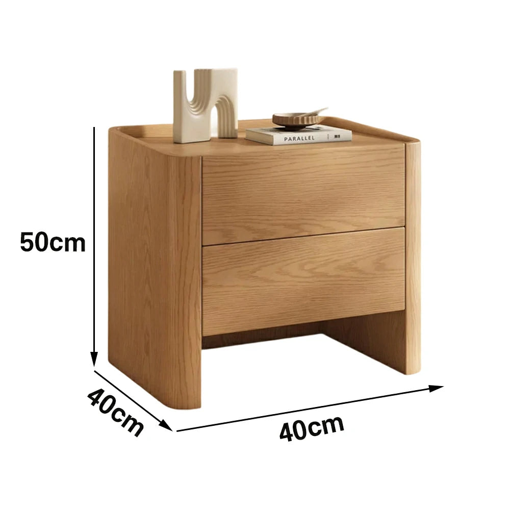 LIVARA Bedside Cabinet Soft-Close Drawer Natural Wood Veneer Hidden Handle Minimalist Design - Wood