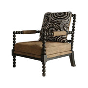 LIVARA Sofa Chair - Solid Wood Frame, Tree Ring Circular Design, Comfortable Accent Seating for Living Room or Bedroom - Coffee