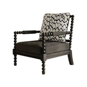 LIVARA Sofa Chair - Feather Jacquard Pattern, Solid Wood Frame, Comfortable Accent Seating for Living Room or Bedroom - Black