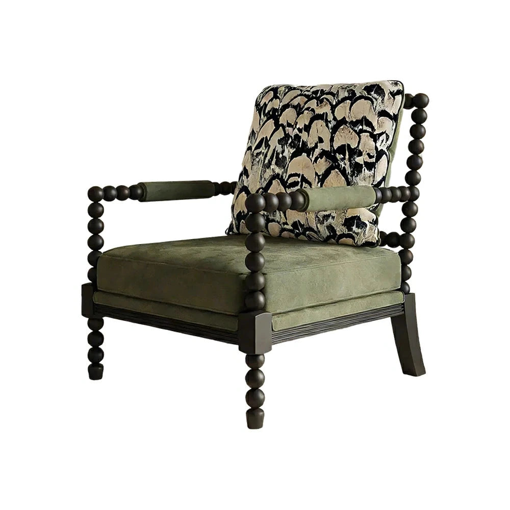 LIVARA Sofa Chair - Feather Jacquard Pattern, Solid Wood Frame, Comfortable Accent Seating for Living Room or Bedroom - Green