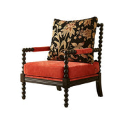 LIVARA Sofa Chair - Floral Pattern Design, Solid Wood Frame, Comfortable Accent Seating for Living Room or Bedroom - Red