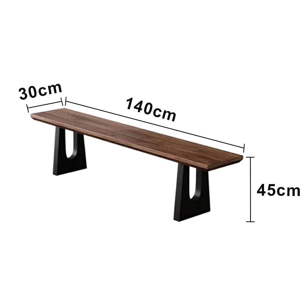 LIVARA 120/140cm Solid Wood Bench Seating - Heavy-Duty Steel Legs with 5cm Thick Top, Industrial Dining & Pool Table Bench for Home & Game Rooms - Dark Walnut