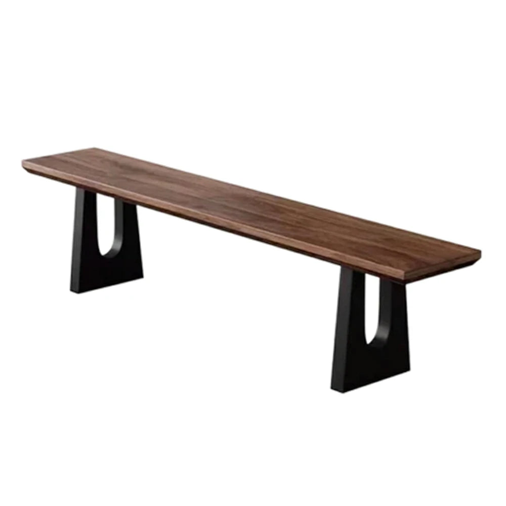 LIVARA 120/140cm Solid Wood Bench Seating - Heavy-Duty Steel Legs with 5cm Thick Top, Industrial Dining & Pool Table Bench for Home & Game Rooms - Dark Walnut