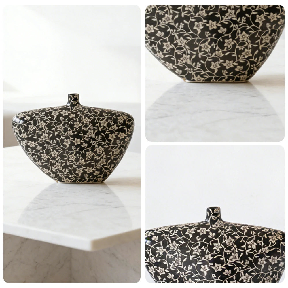 LIVARA Ceramic Vase Decor Display Matte Ceramic Stone Base Vase Handcrafted Artistic Design