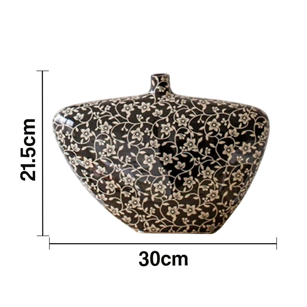 LIVARA Ceramic Vase Decor Display Matte Ceramic Stone Base Vase Handcrafted Artistic Design