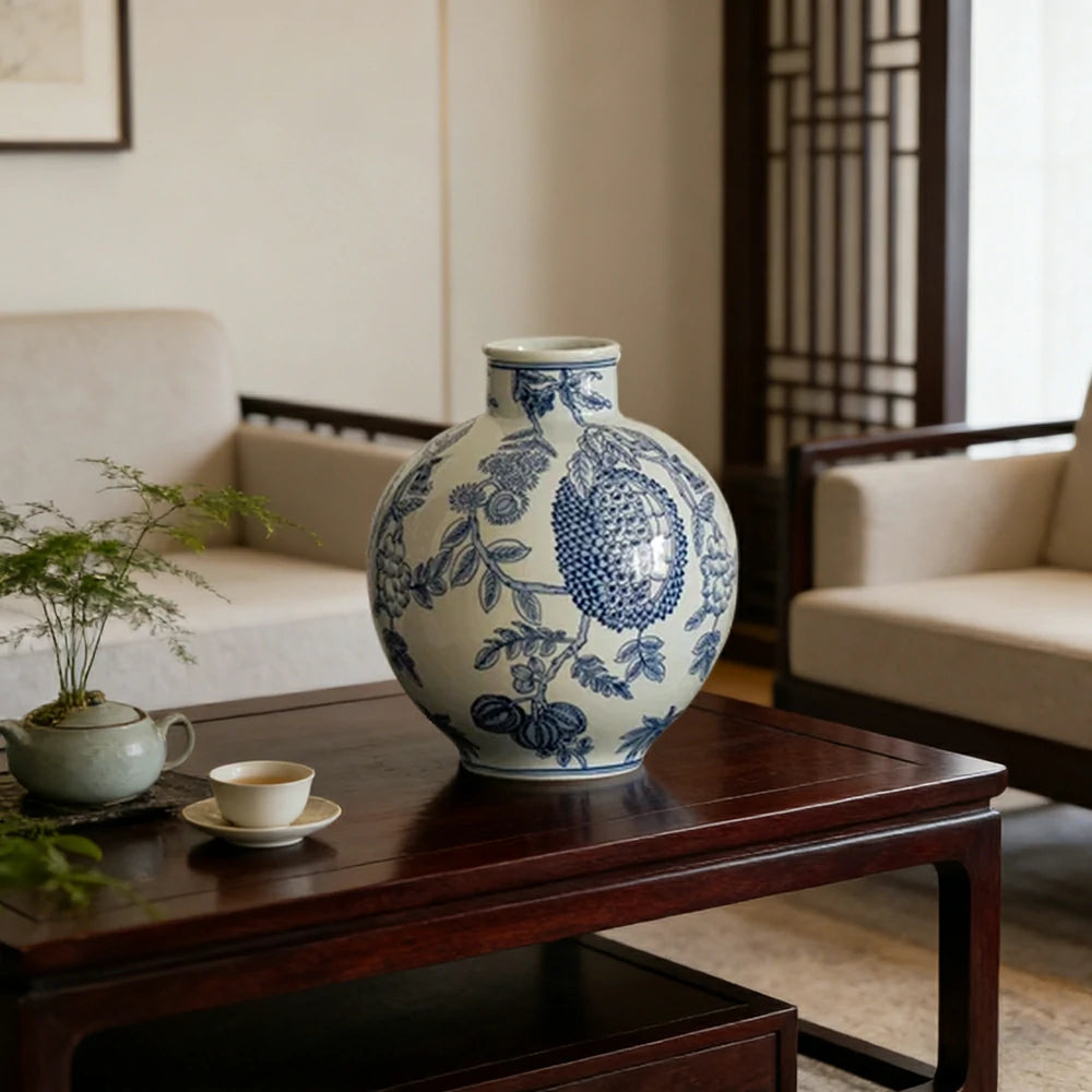 LIVARA Ceramic Vase Decor Display Eternal Pomegranate Design Matte Ceramic Handcrafted Stone Texture