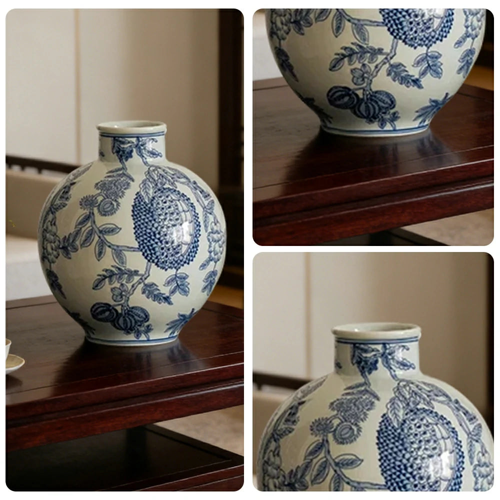 LIVARA Ceramic Vase Decor Display Eternal Pomegranate Design Matte Ceramic Handcrafted Stone Texture