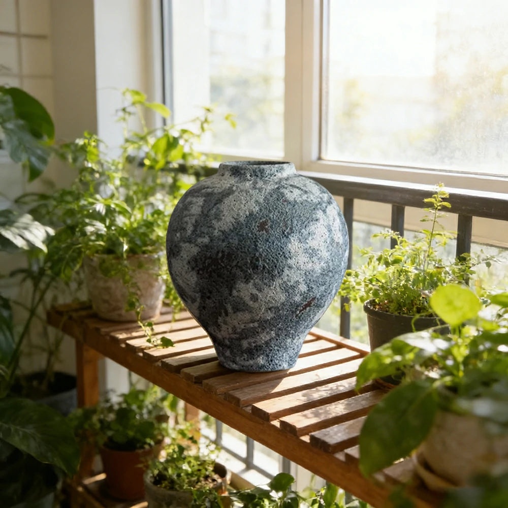 LIVARA Ceramic Vase Decor Display Matte Ceramic Moon-Shaped Handcrafted Artistic Design