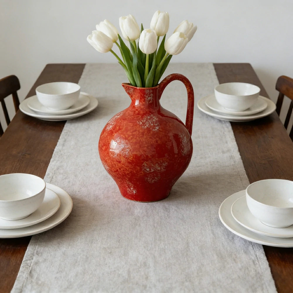 LIVARA Ceramic Vase Decor Display Matte Ceramic Red Gemstone Shape Handcrafted Artistic Design