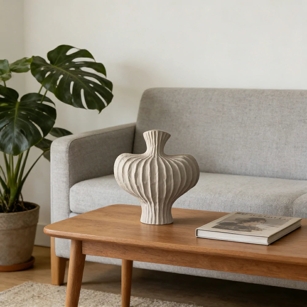 LIVARA Ceramic Vase Decor Display Matte Ceramic Raised-Shoulder Shape Handcrafted Artistic Design - White