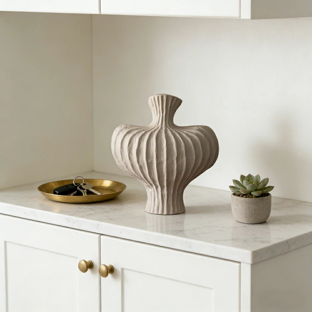 LIVARA Ceramic Vase Decor Display Matte Ceramic Raised-Shoulder Shape Handcrafted Artistic Design - White