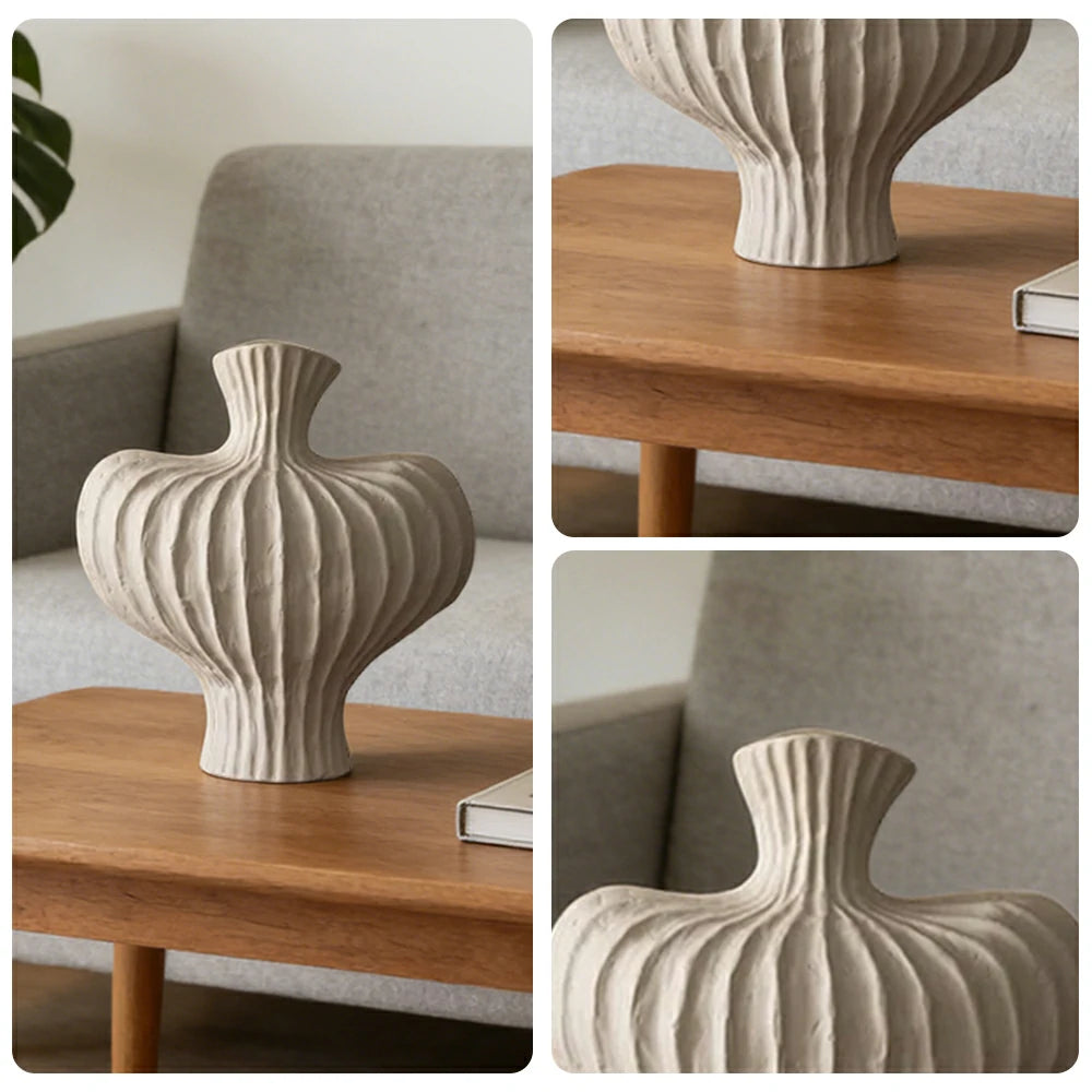 LIVARA Ceramic Vase Decor Display Matte Ceramic Raised-Shoulder Shape Handcrafted Artistic Design - White