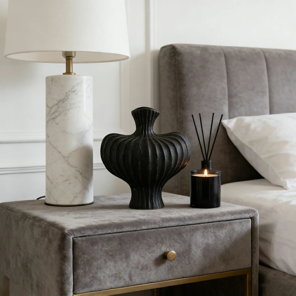 LIVARA Ceramic Vase Decor Display Matte Ceramic Raised-Shoulder Shape Handcrafted Artistic Design - Black