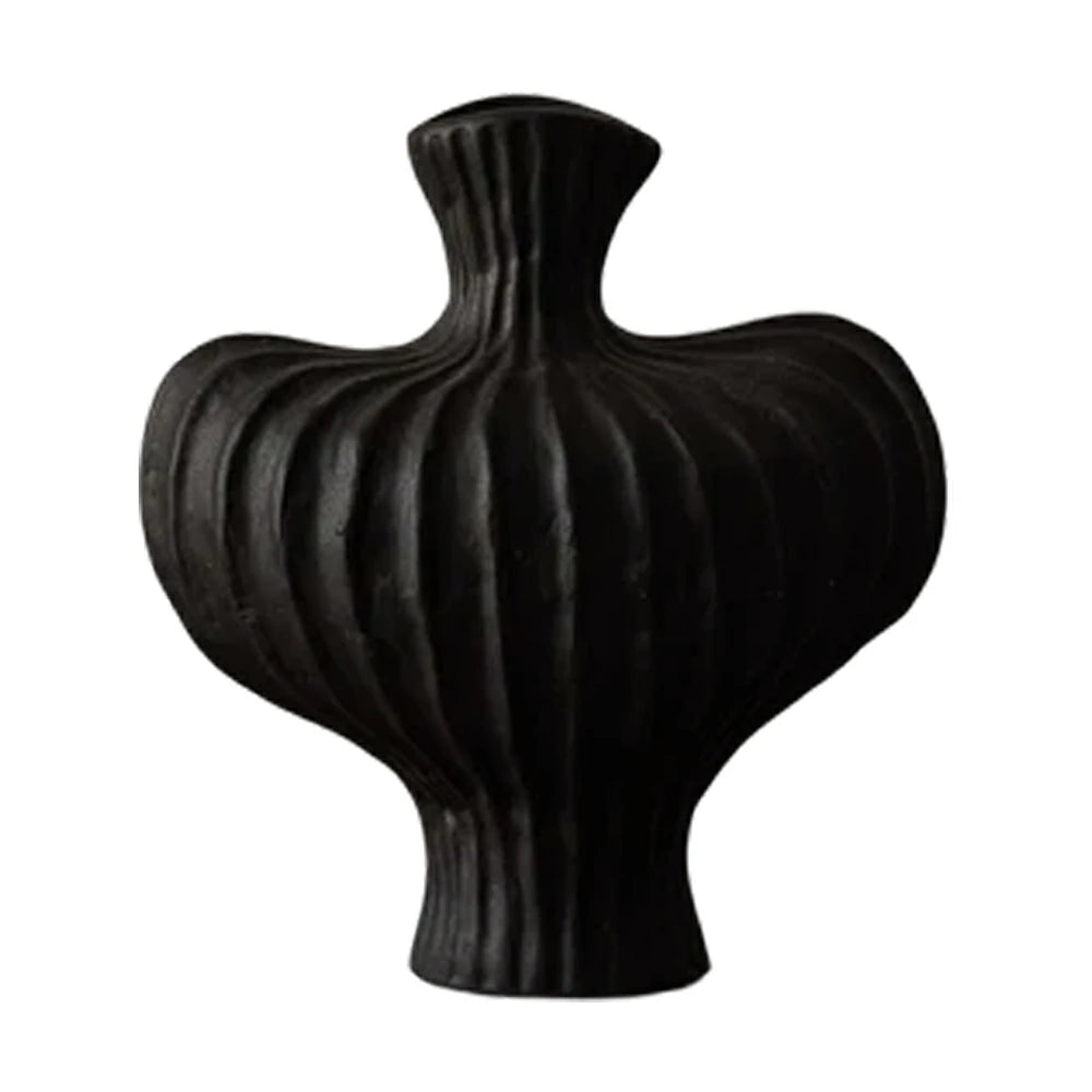 LIVARA Ceramic Vase Decor Display Matte Ceramic Raised-Shoulder Shape Handcrafted Artistic Design - Black