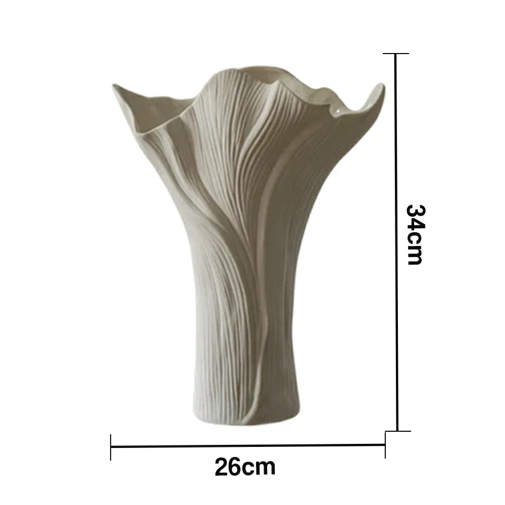 LIVARA Ceramic Vase Decor Display Matte Ceramic White Tree Grain Handcrafted Artistic Design