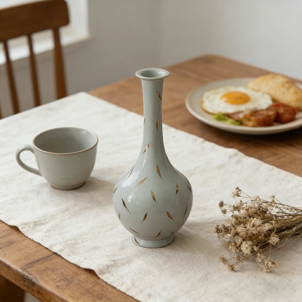 LIVARA Ceramic Vase Decor Display Matte Ceramic Long-Neck Shape Handcrafted Artistic Design