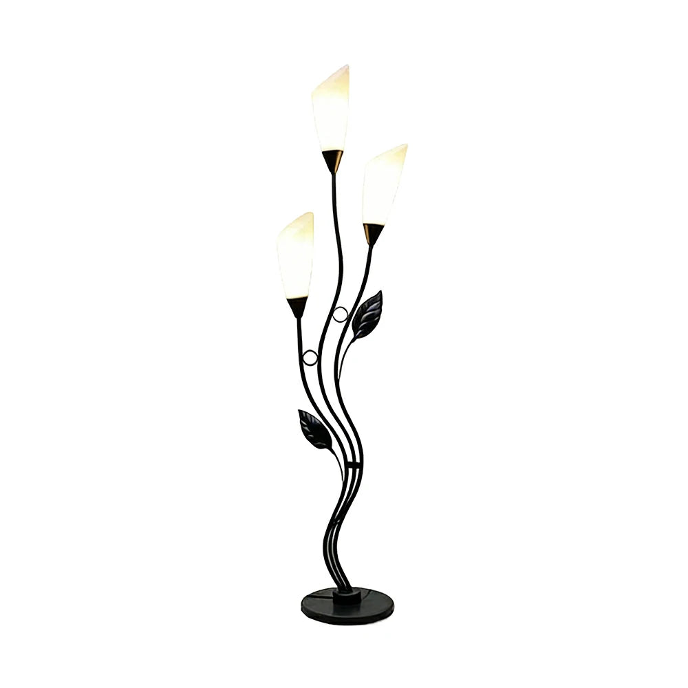 LIVARA Floor Lamp 7/12W Soft Ambient Lighting Acrylic Shade Triple-Light Stable Base Artistic Design - Black