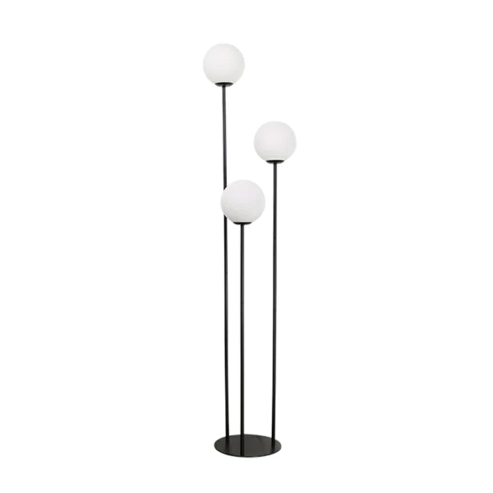 LIVARA Floor Lamp 9/12W Soft Ambient Lighting Milk-White Glass Shade Stable Base Modern Luxury Design - Black