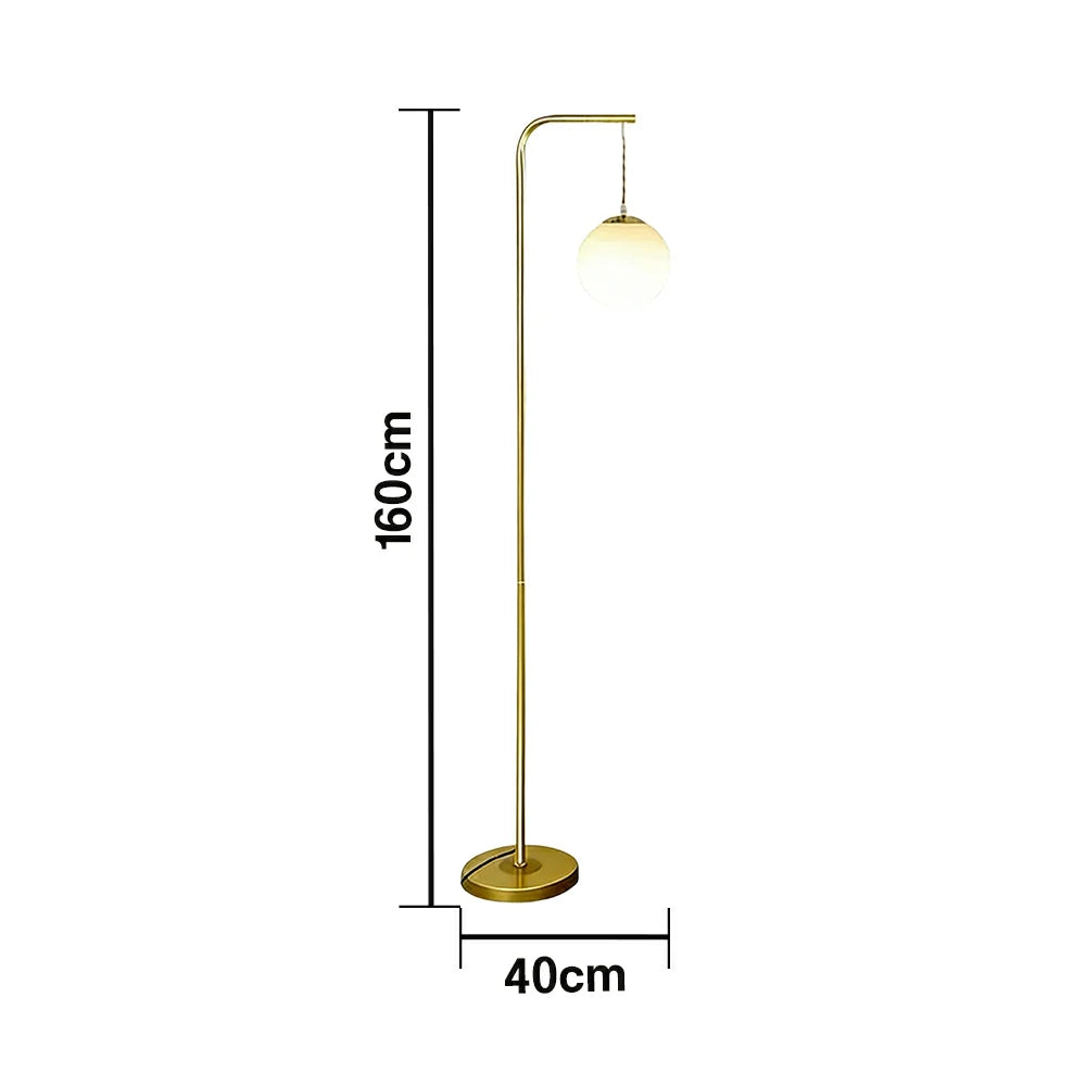 LIVARA Floor Lamp 9/12W 3 Lighting Modes Soft Ambient Lighting Glass Shade Stable Weighted Base - Gold