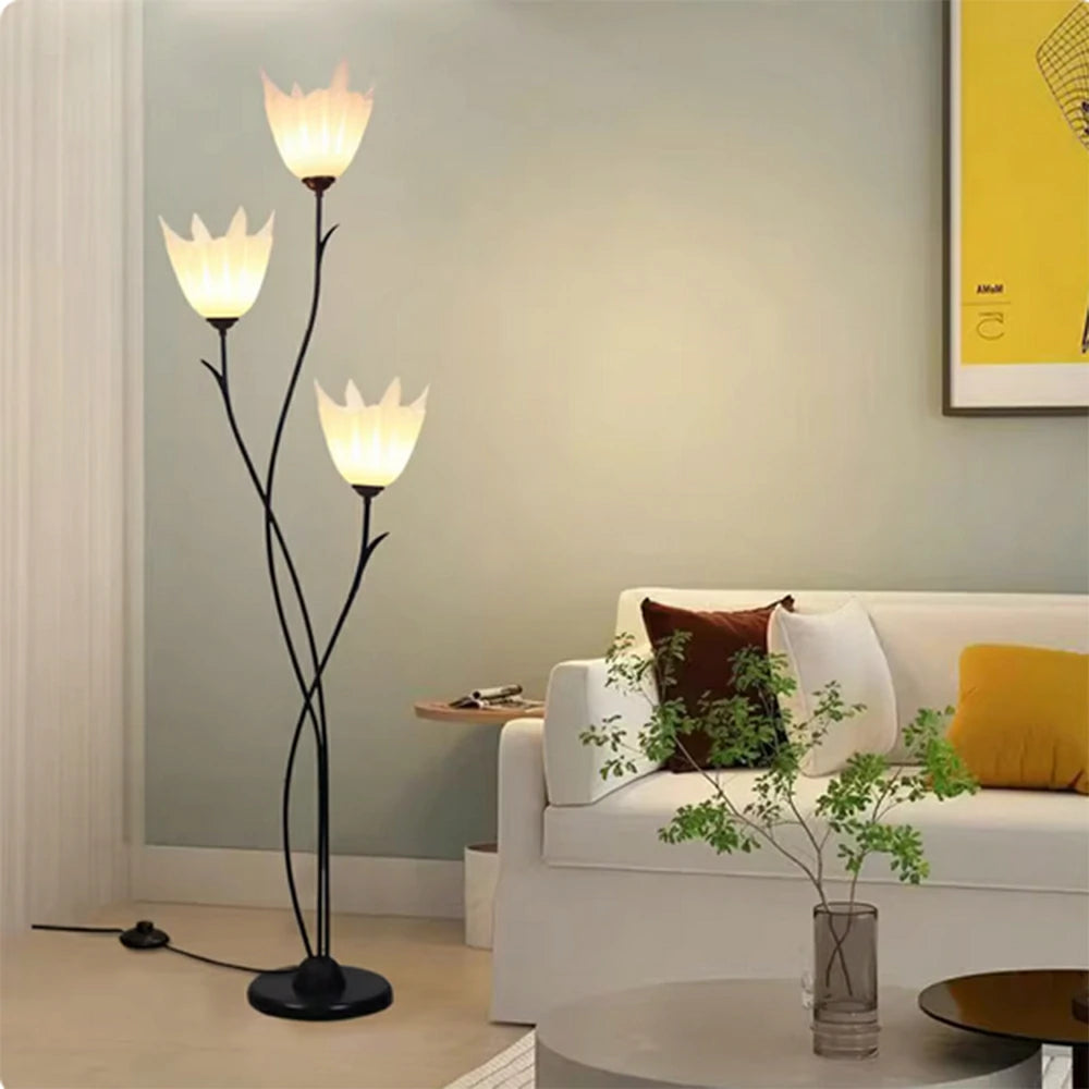 LIVARA 7/12W Floor Lamp 3 Lighting Modes Soft Ambient Lighting Acrylic Shade Foot Switch Stable Base - Black&White