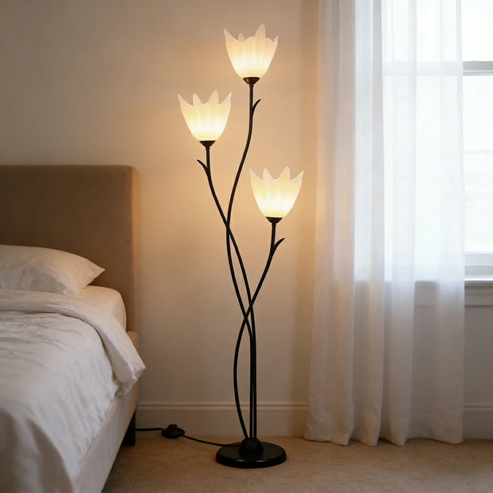 LIVARA 7/12W Floor Lamp 3 Lighting Modes Soft Ambient Lighting Acrylic Shade Foot Switch Stable Base - Black&White