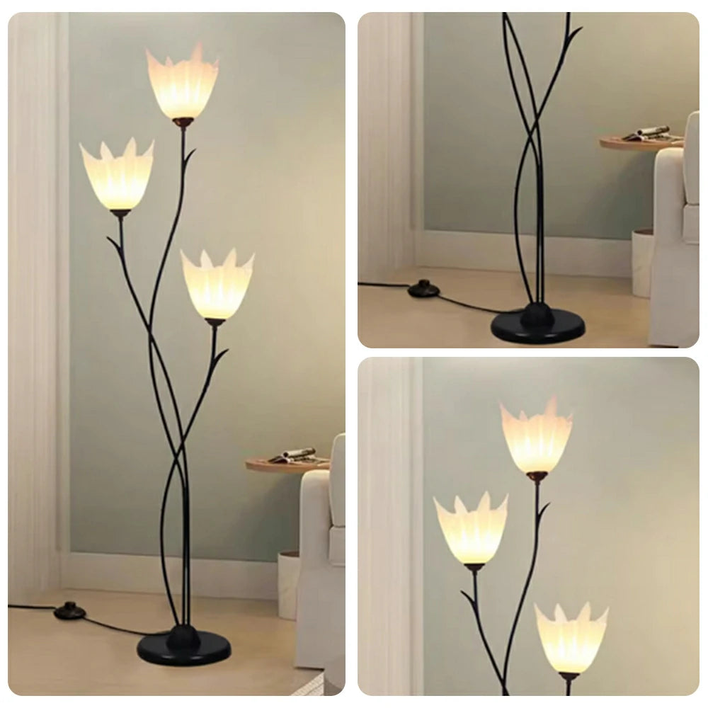 LIVARA 7/12W Floor Lamp 3 Lighting Modes Soft Ambient Lighting Acrylic Shade Foot Switch Stable Base - Black&White