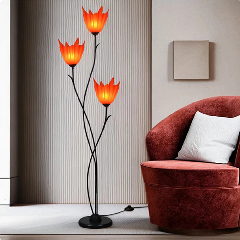 LIVARA 7/12W Floor Lamp 3 Lighting Modes Soft Ambient Lighting Acrylic Shade Foot Switch Stable Base - Black&Red