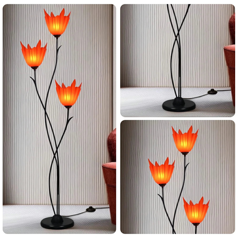 LIVARA 7/12W Floor Lamp 3 Lighting Modes Soft Ambient Lighting Acrylic Shade Foot Switch Stable Base - Black&Red