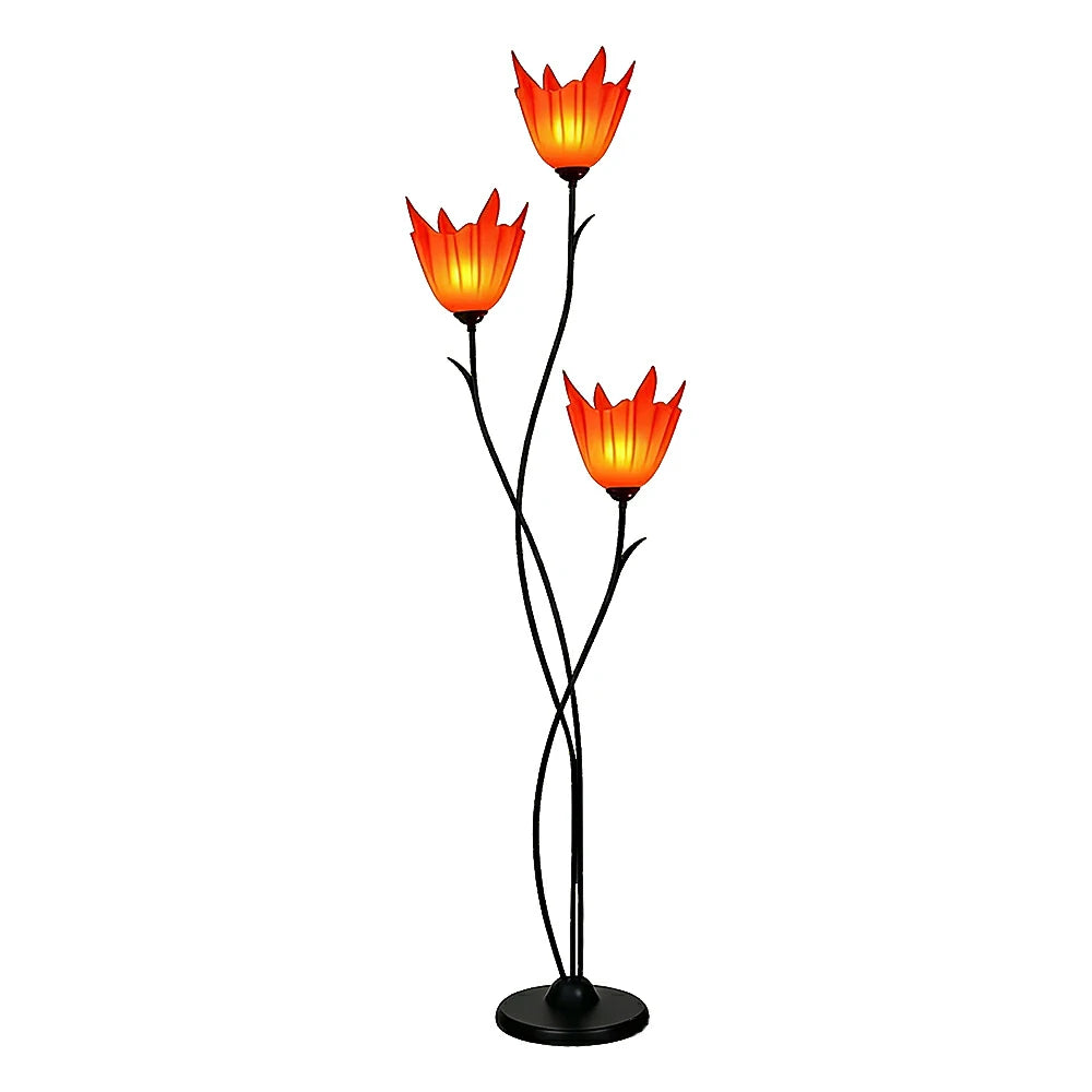 LIVARA 7/12W Floor Lamp 3 Lighting Modes Soft Ambient Lighting Acrylic Shade Foot Switch Stable Base - Black&Red