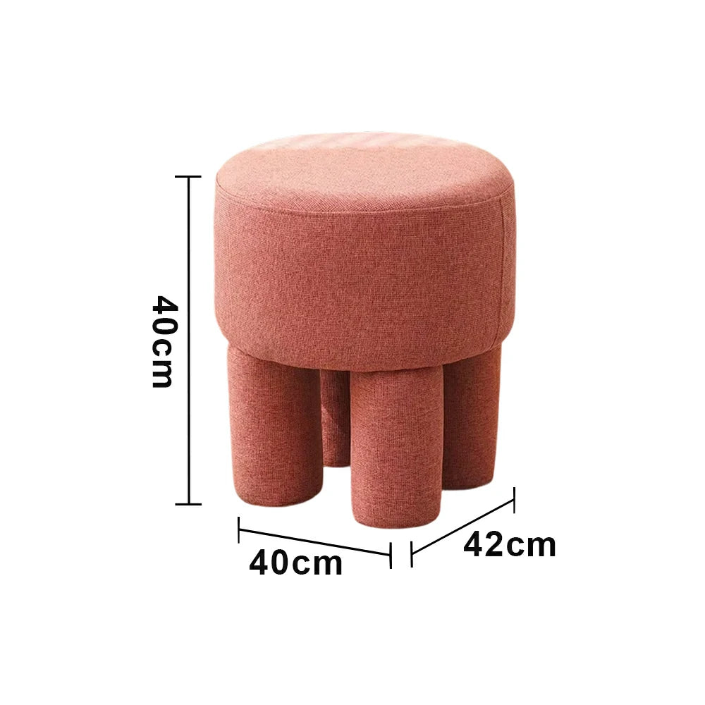 LIVARA Ottoman Stool High-Resilience Comfort Cotton Linen Upholstery Compact Modern Design for Versatile Use - Pink