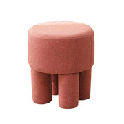 LIVARA Ottoman Stool High-Resilience Comfort Cotton Linen Upholstery Compact Modern Design for Versatile Use - Pink