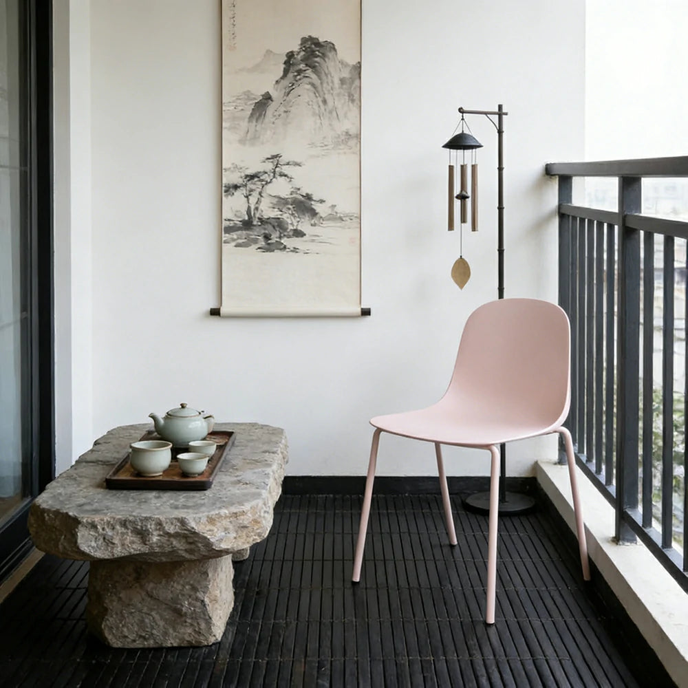 LIVARA Modern Minimalist Dining Chair - Ergonomic PP Seat with Sturdy Metal Legs, Lightweight & Stackable Design - White