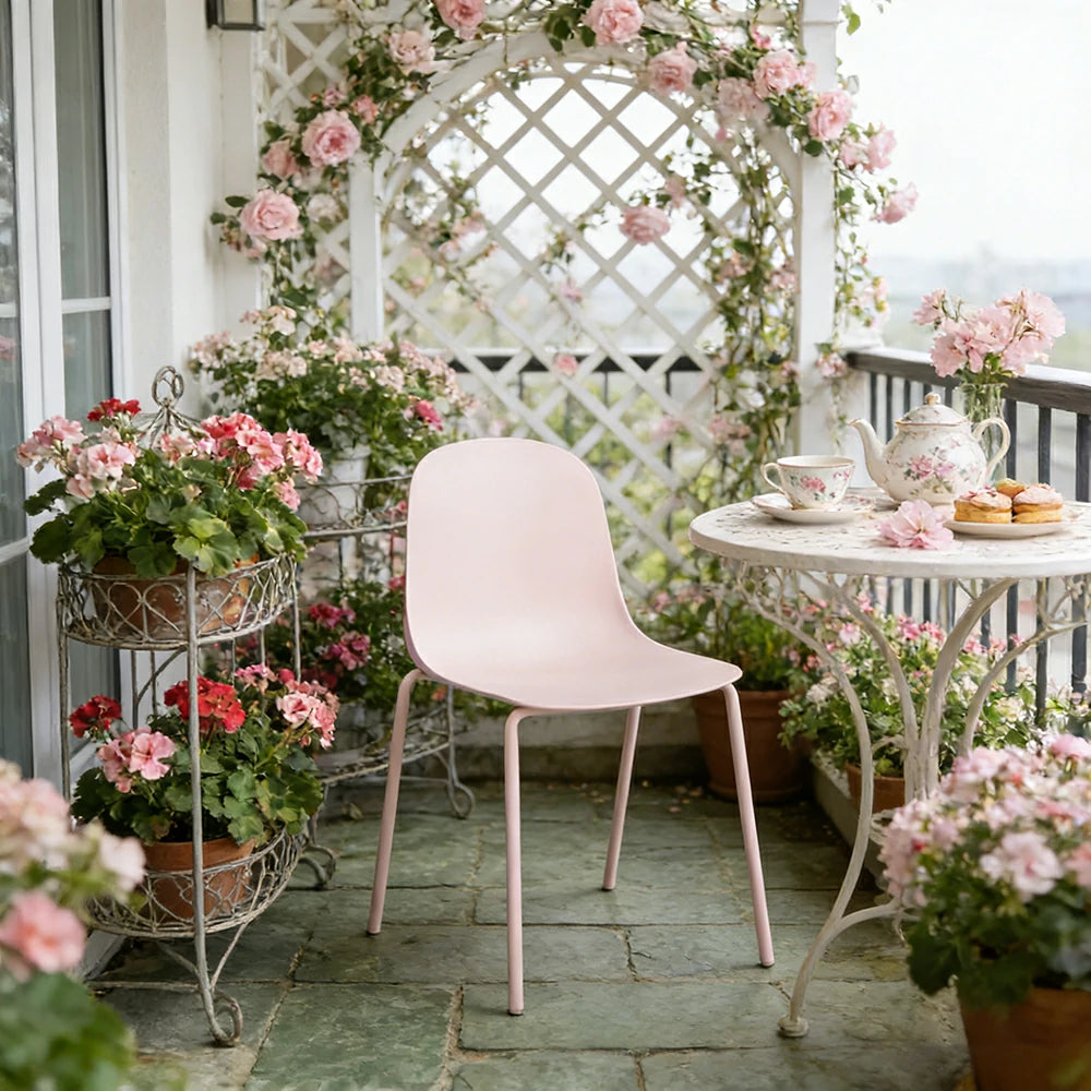 LIVARA Modern Minimalist Dining Chair - Ergonomic PP Seat with Sturdy Metal Legs, Lightweight & Stackable Design - White