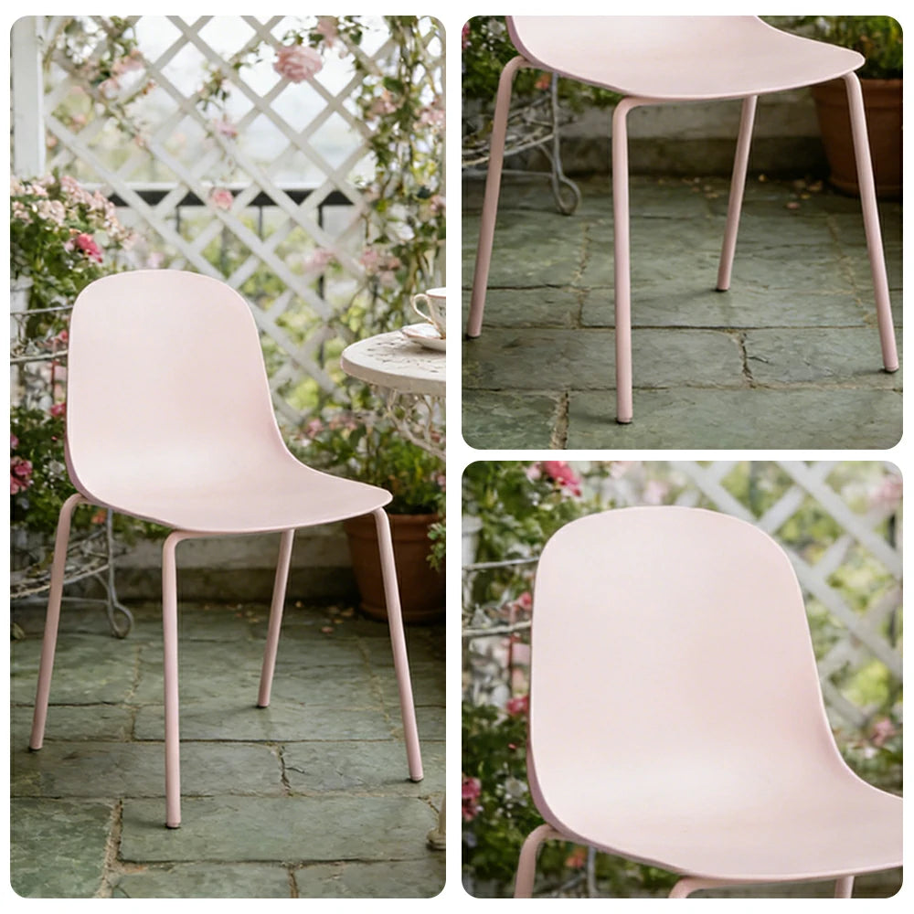 LIVARA Modern Minimalist Dining Chair - Ergonomic PP Seat with Sturdy Metal Legs, Lightweight & Stackable Design - White