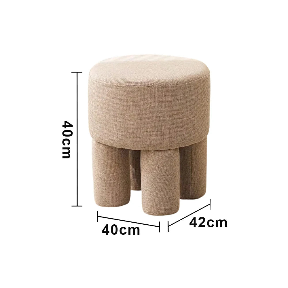 LIVARA Ottoman Stool High-Resilience Comfort Cotton Linen Upholstery Compact Modern Design for Versatile Use - Khaki