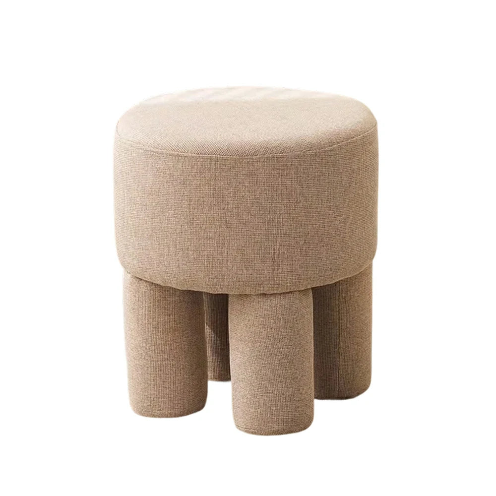 LIVARA Ottoman Stool High-Resilience Comfort Cotton Linen Upholstery Compact Modern Design for Versatile Use - Khaki