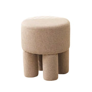 LIVARA Ottoman Stool High-Resilience Comfort Cotton Linen Upholstery Compact Modern Design for Versatile Use - Khaki