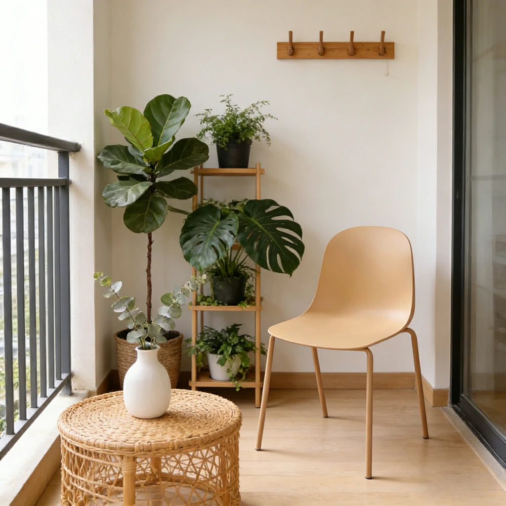 LIVARA Modern Minimalist Dining Chair - Ergonomic PP Seat with Sturdy Metal Legs, Lightweight & Stackable Design - Yellow