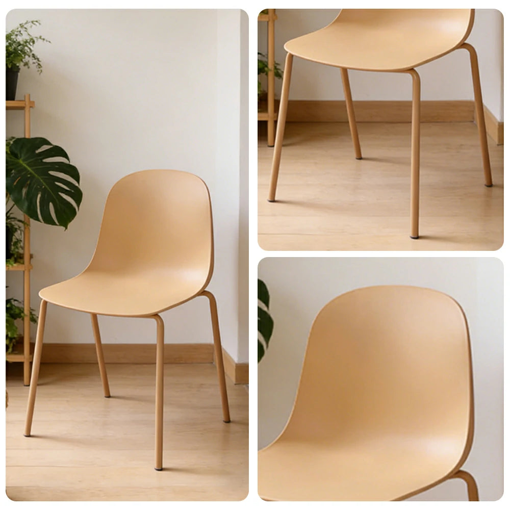 LIVARA Modern Minimalist Dining Chair - Ergonomic PP Seat with Sturdy Metal Legs, Lightweight & Stackable Design - Yellow