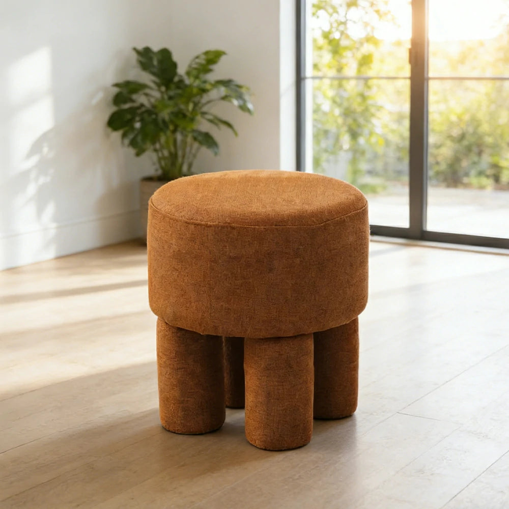 LIVARA Ottoman Stool High-Resilience Comfort Cotton Linen Upholstery Compact Modern Design for Versatile Use - Coffee