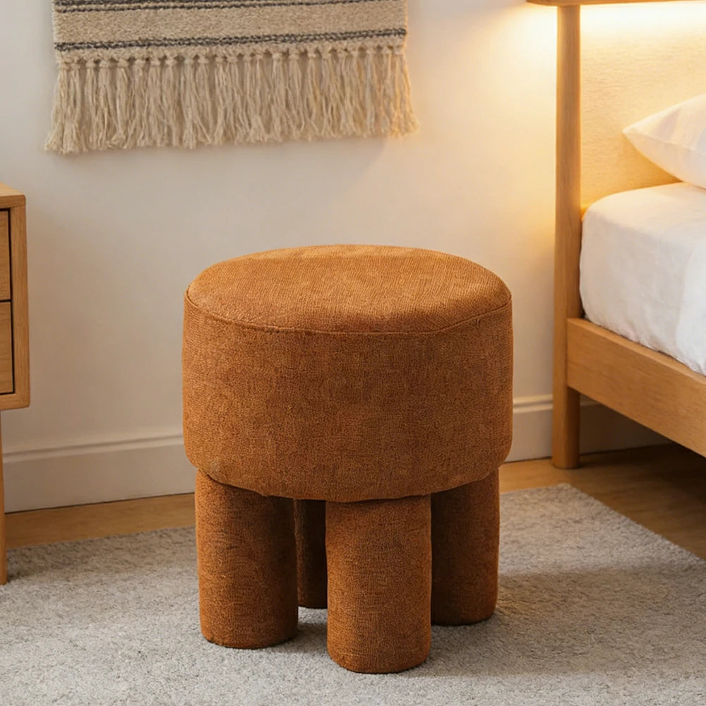 LIVARA Ottoman Stool High-Resilience Comfort Cotton Linen Upholstery Compact Modern Design for Versatile Use - Coffee